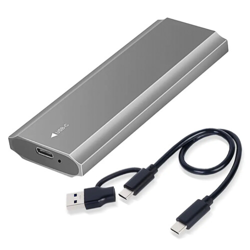 1TB M.2 SATA SSD + High Speed Enclosure 3.1 USB C (PCIe 10Gbps) - Aluminium