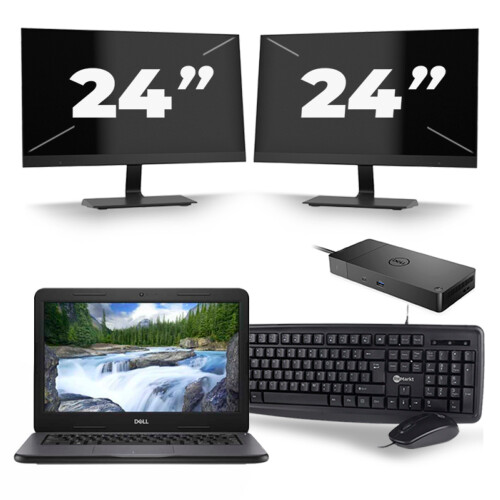 Dell Latitude 3310 - Intel Core i3-8e Generatie - 13 inch - 8GB RAM - 256GB SSD - Windows 11 + 2x 24 inch Monitor