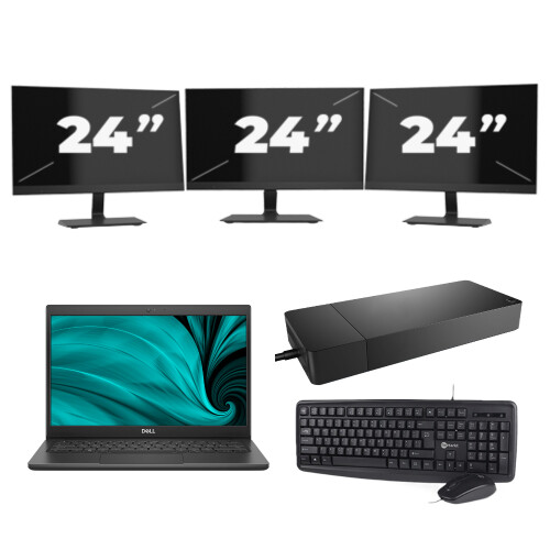 Dell Latitude 3420 - Intel Core i3-11e Generatie - 14 inch - 8GB RAM - 256GB SSD - Windows 11 Home + 3x 24 inch Monitor