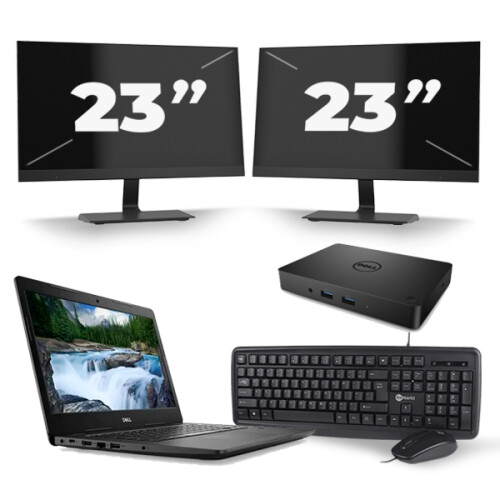 Dell Latitude 3490 - Intel Core i3-8e Generatie - 14 inch - 8GB RAM - 256GB SSD - Windows 11 + 2x 23 inch Monitor