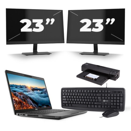 Dell Latitude 5400 - Intel Core i5-8e Generatie - 14 inch - 16GB RAM - 256GB SSD - Windows 11 + 2x 23 inch Monitor