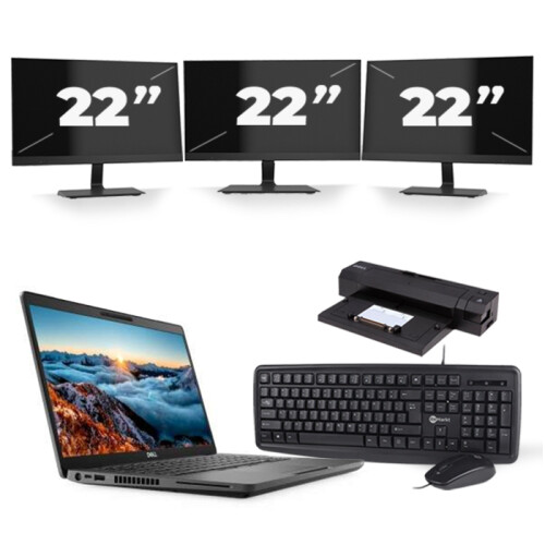 Dell Latitude 5400 - Intel Core i5-8e Generatie - 14 inch - 16GB RAM - 256GB SSD - Windows 11 + 3x 22 inch Monitor