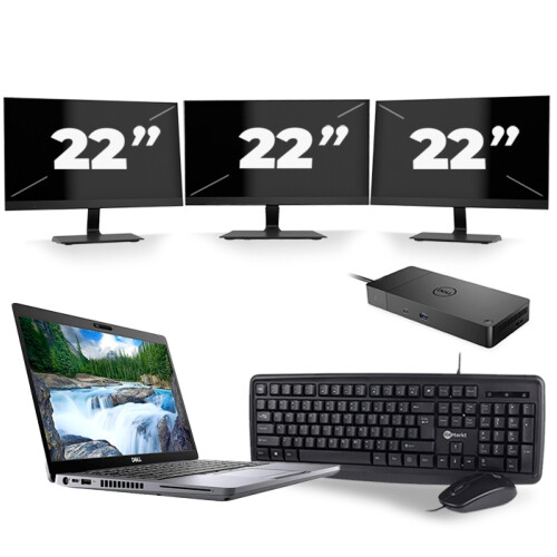 Dell Latitude 5410 - Intel Core i5-10e Generatie - 14 inch - 8GB RAM - 256GB SSD - Windows 11 + 3x 22 inch Monitor