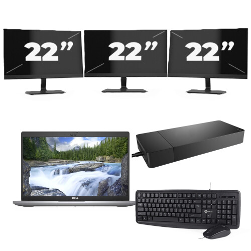 Dell Latitude 5420 - Intel Core i3-11e Generatie - 14 inch - 8GB RAM - 256GB SSD - Windows 11 Home + 3x 22 inch Monitor