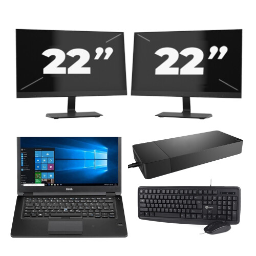 Dell Latitude 5480 - Intel Core i5-6e Generatie - 14 inch - 8GB RAM - 256GB SSD - Windows 11 + 2x 22 inch Monitor