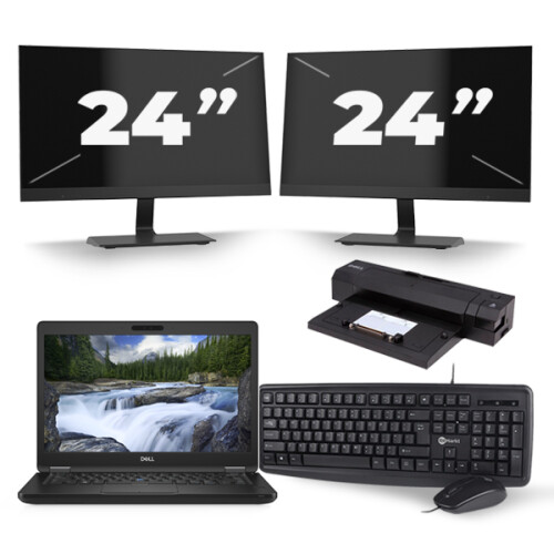 Dell Latitude 5491 - Intel Core i5-8e Generatie - 14 inch - 16GB RAM - 256GB SSD - Windows 11 + 2x 24 inch Monitor