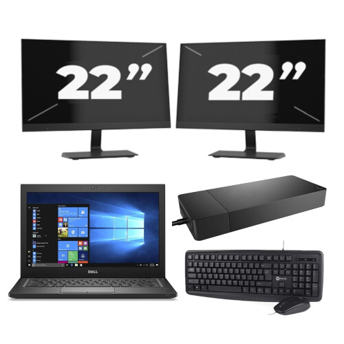 Dell Latitude 7280 - Intel Core i5-6e Generatie - 12 inch - 8GB RAM - 256GB SSD - Windows 11 + 2x 22 inch Monitor