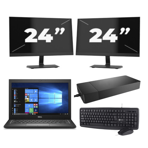 Dell Latitude 7280 - Intel Core i5-6e Generatie - 12 inch - 8GB RAM - 256GB SSD - Windows 11 + 2x 24 inch Monitor