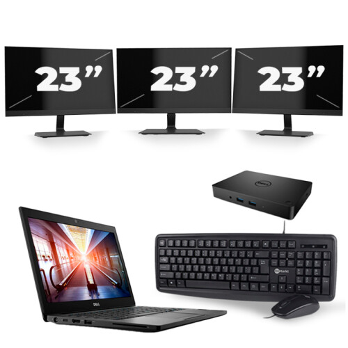 Dell Latitude 7290 - Intel Core i7-8e Generatie - 12 inch - 16GB RAM - 480GB SSD - Windows 11 + 3x 23 inch Monitor