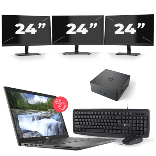 Dell Latitude 7310 - Intel Core i5-10e Generatie - 13 inch - 16GB RAM - 256GB SSD - Windows 11 Home + 3x 24 inch Monitor