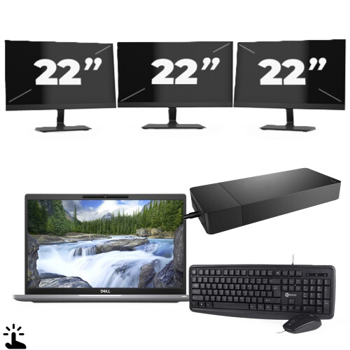 Dell Latitude 7320 - Intel Core i5-11e Generatie - 13 inch - Touch - 16GB RAM - 256GB SSD - Windows 11 Home + 3x 22 inch Monitor