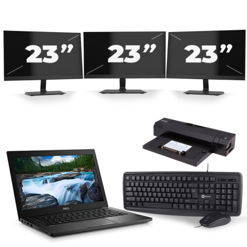 Dell Latitude 7390 - Intel Core i5-8e Generatie - 13 inch - 16GB RAM - 480GB SSD - Windows 11 + 3x 23 inch Monitor