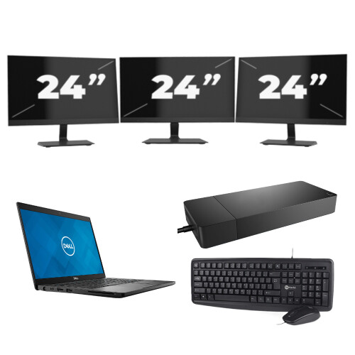 Dell Latitude 7390 - Intel Core i5-8e Generatie - 13 inch - 8GB RAM - 256GB SSD - Windows 11 + 3x 24 inch Monitor