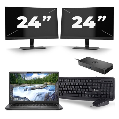 Dell Latitude 7400 - Intel Core i7-8e Generatie - 14 inch - 8GB RAM - 256GB SSD - Windows 11 + 2x 24 inch Monitor