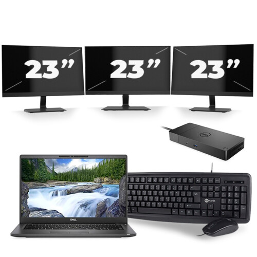 Dell Latitude 7400 - Intel Core i7-8e Generatie - 14 inch - 8GB RAM - 256GB SSD - Windows 11 + 3x 23 inch Monitor