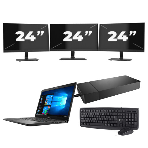 Dell Latitude 7490 - Intel Core i5-8e Generatie - 14 inch - 8GB RAM - 256GB SSD - Windows 11 + 3x 24 inch Monitor