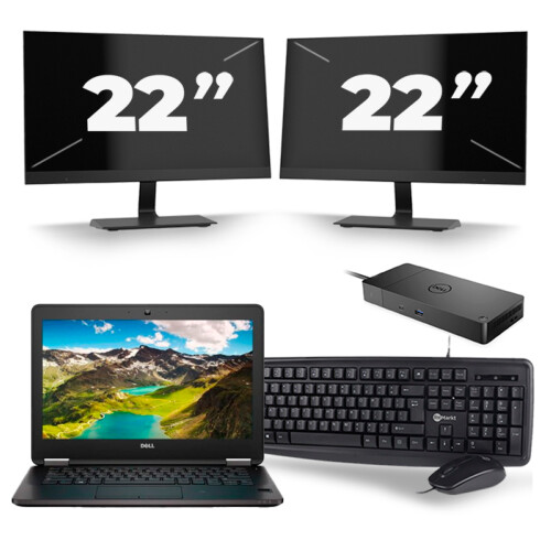 Dell Latitude E7270 - Intel Core i5-6e Generatie - 12 inch - 8GB RAM - 256GB SSD - Windows 11 + 2x 22 inch Monitor