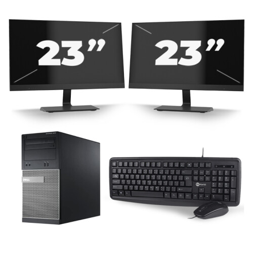 Dell Optiplex 3020 Micro Tower - Intel Core i5-4e Generatie - 8GB RAM - 256GB SSD - Windows 10 + 2x 23 inch Monitor