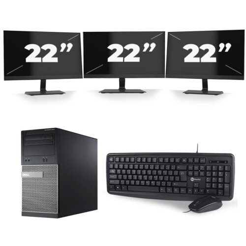 Dell Optiplex 3020 Micro Tower - Intel Core i5-4e Generatie - 8GB RAM - 256GB SSD - Windows 10 + 3x 22 inch Monitor