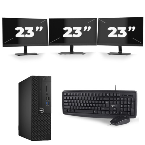 Dell Optiplex 3050 SFF - Intel Core i5-7e Generatie - 8GB RAM - 256GB SSD - Windows 11 + 3x 23 inch Monitor