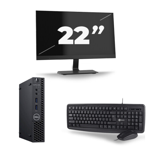 Dell Optiplex 3060 Micro USFF - Intel Core i5-8e Generatie - 16GB RAM - 256GB SSD - Windows 11 + 1x 22 inch Monitor