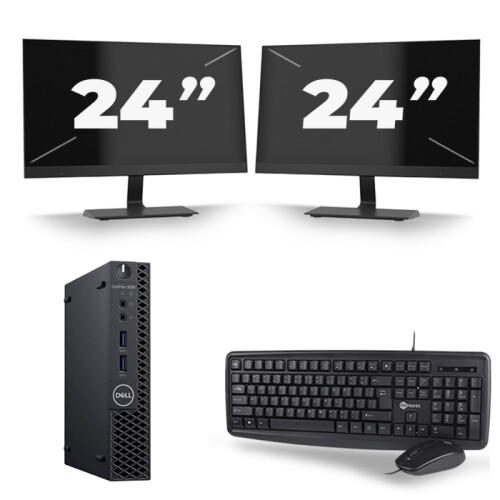 Dell Optiplex 3060 Micro USFF - Intel Core i5-8e Generatie - 16GB RAM - 256GB SSD - Windows 11 + 2x 24 inch Monitor