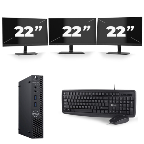 Dell Optiplex 3060 Micro USFF - Intel Core i5-8e Generatie - 8GB RAM - 256GB SSD - Windows 11 + 3x 22 inch Monitor