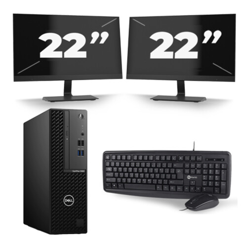 Dell OptiPlex 3080 Micro USFF - Intel Core i5-10e Generatie - 8GB RAM - 256GB SSD - Windows 11 + 2x 22 inch Monitor