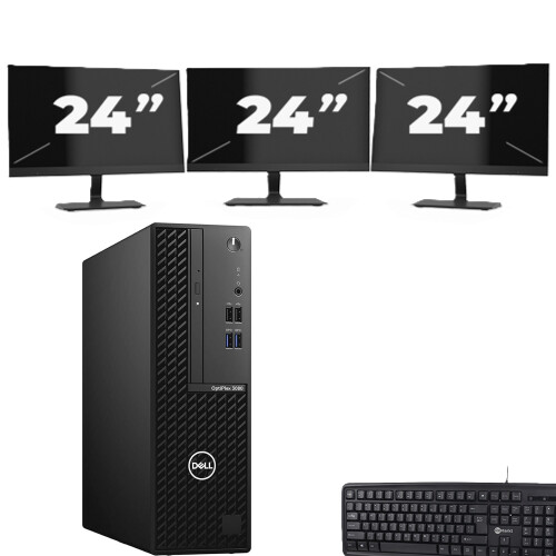 Dell OptiPlex 3080 SFF - Intel Core i5-10e Generatie - 8GB RAM - 256GB SSD - Windows 11 + 3x 24 inch Monitor