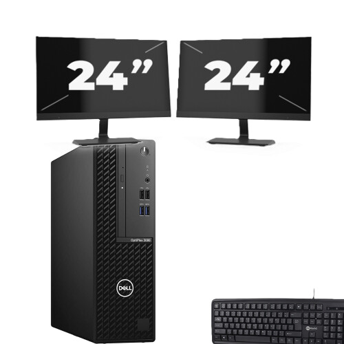 Dell OptiPlex 3080 SFF - Intel Core i5-10e Generatie - 8GB RAM - 256GB SSD - Windows 11 + 2x 24 inch Monitor