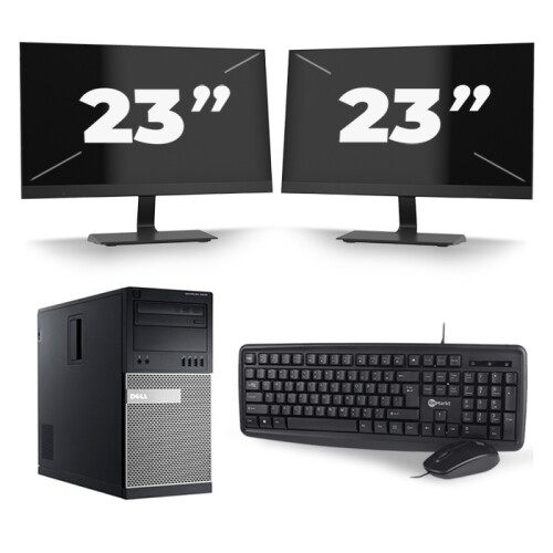Dell Optiplex 7010 Micro Tower - Intel Core i3-3e Generatie - 8GB RAM - 256GB SSD - Windows 10 + 2x 23 inch Monitor