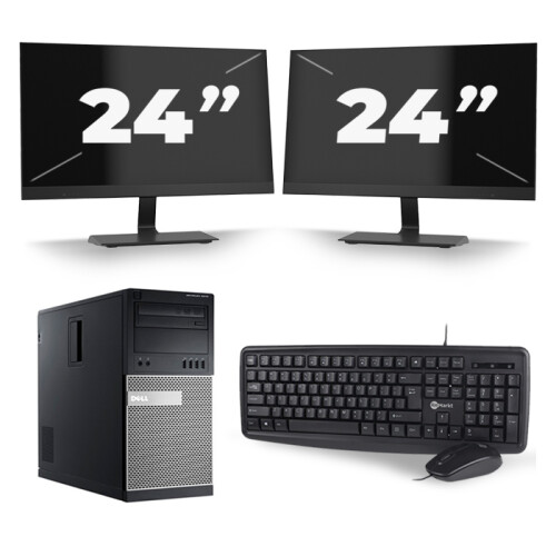 Dell Optiplex 7010 Micro Tower - Intel Core i5-3e Generatie - 8GB RAM - 256GB SSD - Windows 10 + 2x 24 inch Monitor