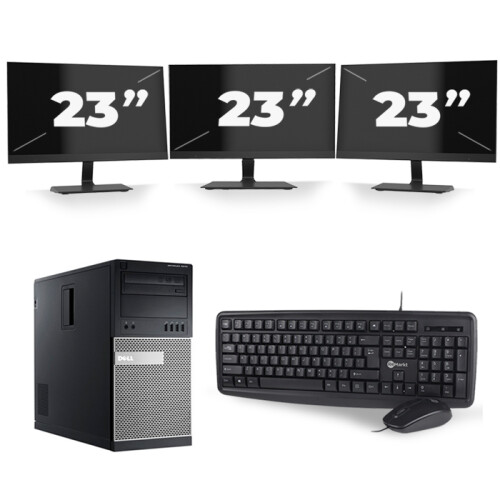 Dell Optiplex 7010 Micro Tower - Intel Core i5-3e Generatie - 8GB RAM - 256GB SSD - Windows 10 + 3x 23 inch Monitor