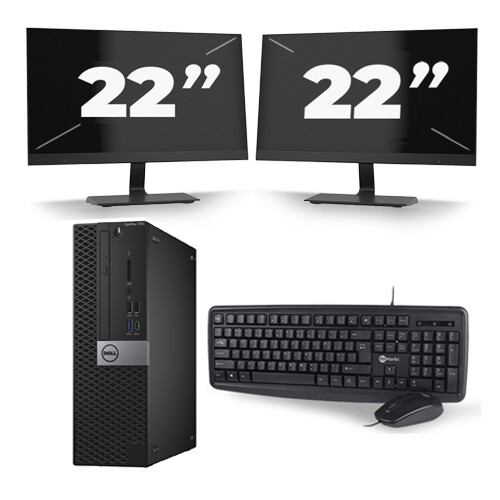 Dell Optiplex 7040 Micro Tower - Intel Core i5-6e Generatie - 8GB RAM - 256GB SSD - Windows 11 + 2x 22 inch Monitor