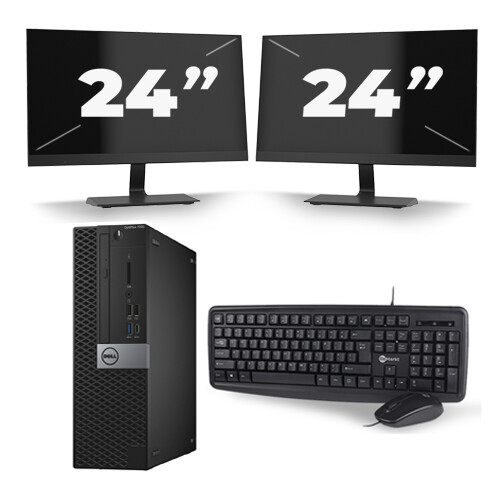 Dell Optiplex 7040 Micro Tower - Intel Core i5-6e Generatie - 8GB RAM - 256GB SSD - Windows 11 + 2x 24 inch Monitor