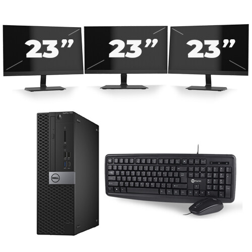 Dell Optiplex 7040 Micro Tower - Intel Core i5-6e Generatie - 8GB RAM - 256GB SSD - Windows 11 + 3x 23 inch Monitor