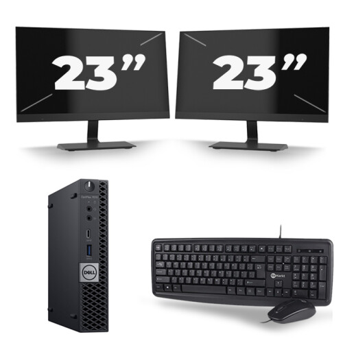 Dell Optiplex 7070 Micro USFF - Intel Core i5-9e Generatie - 16GB RAM - 512GB SSD - Windows 11 + 2x 23 inch Monitor