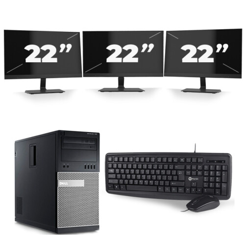 Dell Optiplex 790 Micro Tower - Intel Core i3-2e Generatie - 8GB RAM - 256GB SSD - Windows 10 + 3x 22 inch Monitor