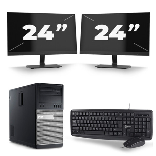 Dell Optiplex 790 Micro Tower - Intel Core i7-2e Generatie - 16GB RAM - 256GB SSD - Windows 10 + 2x 24 inch Monitor