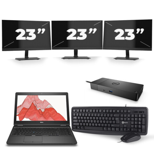 Dell Precision 3520 - Intel Core i7-7e Generatie - 15 inch - 16GB RAM - 512GB SSD - Windows 11 + 3x 23 inch Monitor