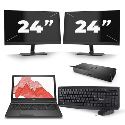 Dell Precision 3520 - Intel Core i7-7e Generatie - 15 inch - 16GB RAM - 512GB SSD - Windows 11 + 2x 24 inch Monitor