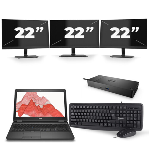 Dell Precision 3530 - Intel Core i7-8e Generatie - 15 inch - 16GB RAM - 256GB SSD - Windows 11 + 3x 22 inch Monitor