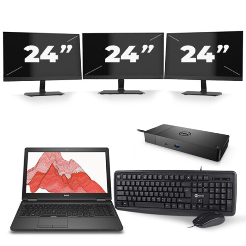 Dell Precision 3530 - Intel Core i7-8e Generatie - 15 inch - 16GB RAM - 512GB SSD - Windows 11 + 3x 24 inch Monitor