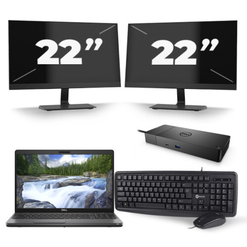 Dell Precision 3541 - Intel Core i7-9e Generatie - 15 inch - 16GB RAM - 480GB SSD - Windows 11 + 2x 22 inch Monitor