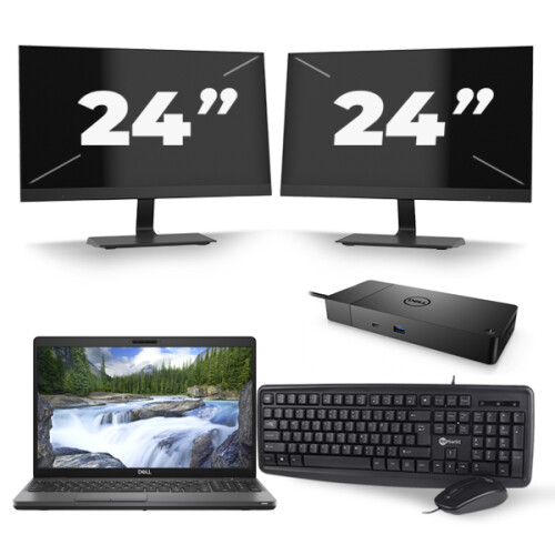 Dell Precision 3541 - Intel Core i7-9e Generatie - 15 inch - 16GB RAM - 512GB SSD - Windows 11 + 2x 24 inch Monitor