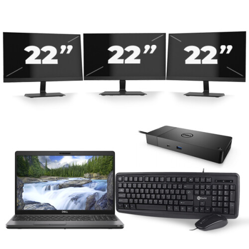 Dell Precision 3541 - Intel Core i7-9e Generatie - 15 inch - 16GB RAM - 480GB SSD - Windows 11 + 3x 22 inch Monitor