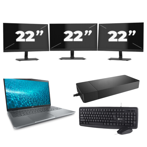 Dell Precision 3571 - Intel Core i5-12e Generatie - 15 inch - 8GB RAM - 256GB SSD - Windows 11 Home + 3x 22 inch Monitor