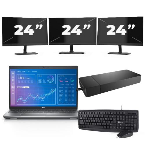 Dell Precision 3571 - Intel Core i5-12e Generatie - 15 inch - 8GB RAM - 256GB SSD - Windows 11 Home + 3x 24 inch Monitor