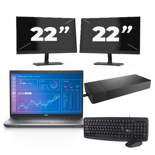 Dell Precision 3571 - Intel Core i5-12e Generatie - 15 inch - 8GB RAM - 256GB SSD - Windows 11 Home + 2x 22 inch Monitor