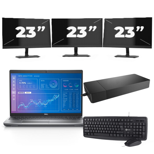 Dell Precision 3571 - Intel Core i5-12e Generatie - 15 inch - 8GB RAM - 256GB SSD - Windows 11 Home + 3x 23 inch Monitor